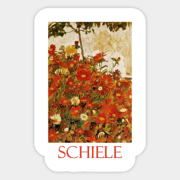 Field of Flowers (1910) by Egon Schiele Sticker by Naves